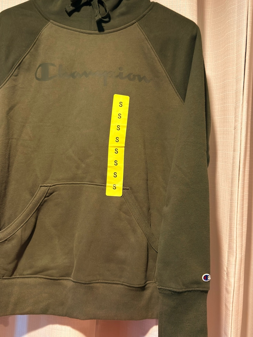 Champion Olive Pullover Hoodie with Contrast Logo